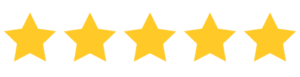 Note de satisfaction client sur 5 étoiles (couleur jaune)