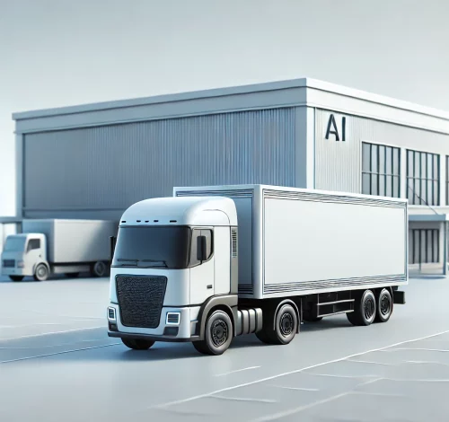 DALL·E_2024-09-30_11.55.16_-_A_very_simple,_modern,_and_realistic_design_for_a_blog_on__AI_and_the_Keys_to_E-commerce_Logistics_._Focus_on_a_highly_realistic_delivery_truck_in_fro