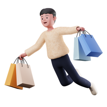 Un homme content d'avoir bénéficié de la logistique e-commerce