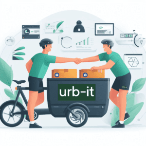 Représentation visuelle de notre partenariat logistique avec le transporteur durable "Urb-it"